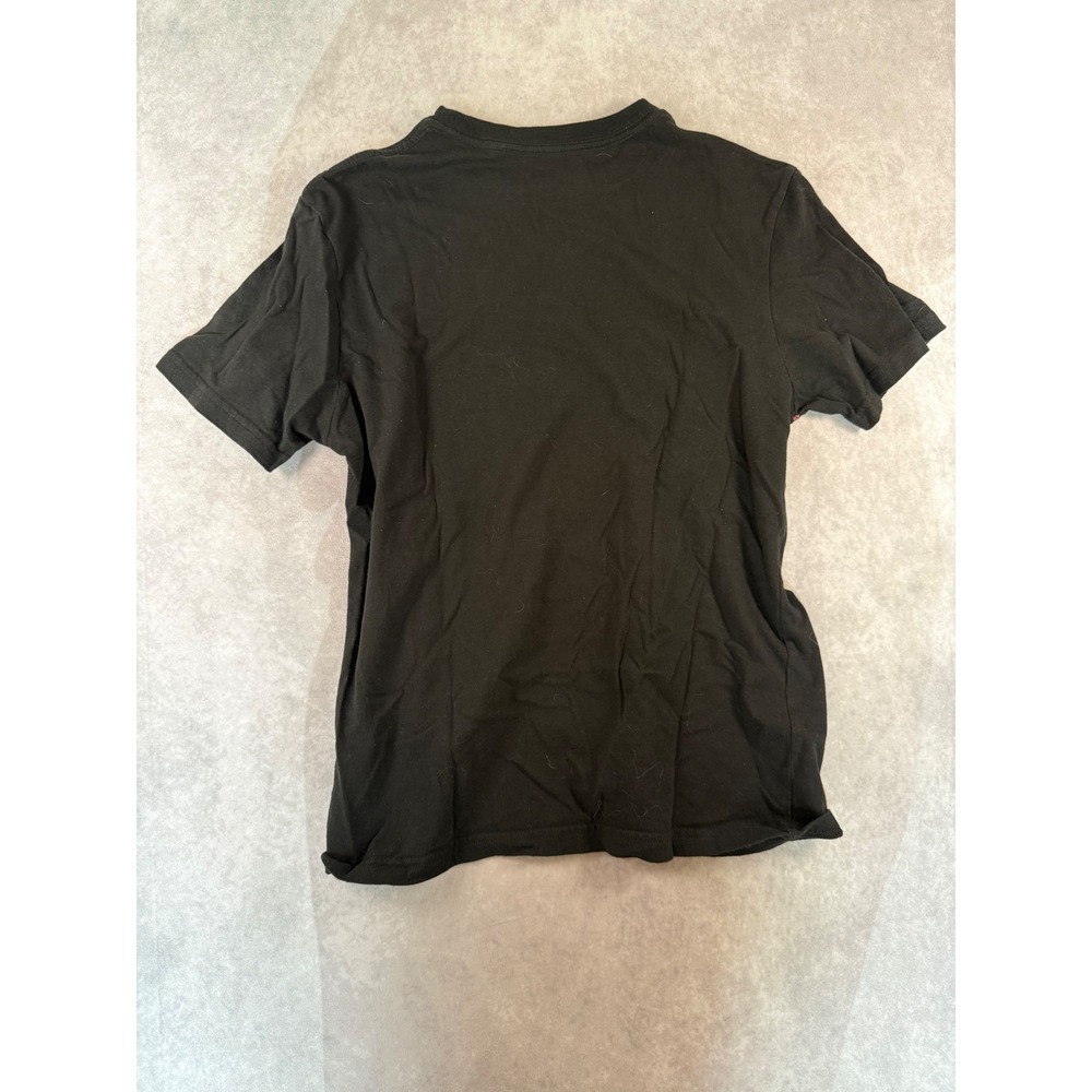 Guess Los Angeles Mens Black Gold Triangle Logo Red Stripe T-Shirt Large - Picture 5 of 5